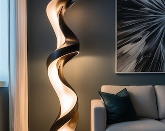Modern Spiral Floor Lamp, Contemporary Sculptural LED Standing Light, Luxury Ambient Lighting, Artistic Living Room Decor,