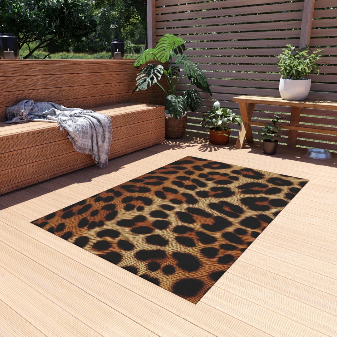 Leopard Print Outdoor Rug | Animal Print Patio Mat - Etsy
