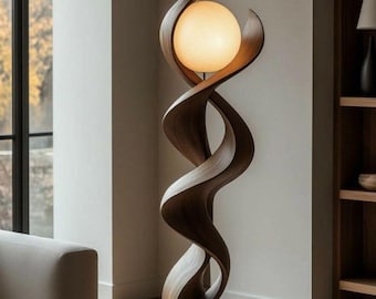 Sculptural Swan Floor Lamp, Modern Wooden Bird Light, Artistic Home Decor