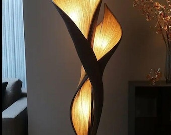 Modern Organic Floor Lamp, Sculptural Wooden Standing Light, Nature Inspired Ambient Lighting, Artistic Living Room Lamp, Handmad