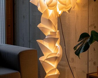 Modern Sculptural Floor Lamp, Artistic LED Standing Lamp, Abstract Flower Floor Light, Luxury Contemporary Home Decor, Ambient Living Room