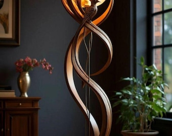 Wooden Bird Floor Lamp, Artistic Sculptural Standing Light, Nature Inspired Floor Lamp, Luxury Home Decor, Modern Living Room