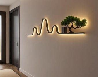 Contemporary Wave LED Wall Lamp, Decorative Shelf Light for Living Room and Entryway