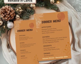 Boho Terracotta Dinner Menu Invitation | Editable Canva Template (Instant Download)