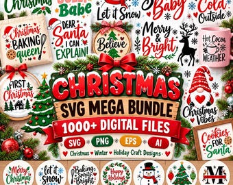 Megapaquete de archivos SVG navideños, más de 1000 archivos digitales, manualidades navideñas (descarga digital)