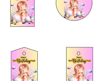 Mermaid Birthday Gift Tags | Printable Party Favors (Instant Download)