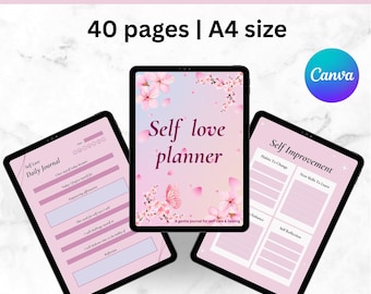 Self Love Planner | Gratitude journal | daily routine planner & Wellness Templates