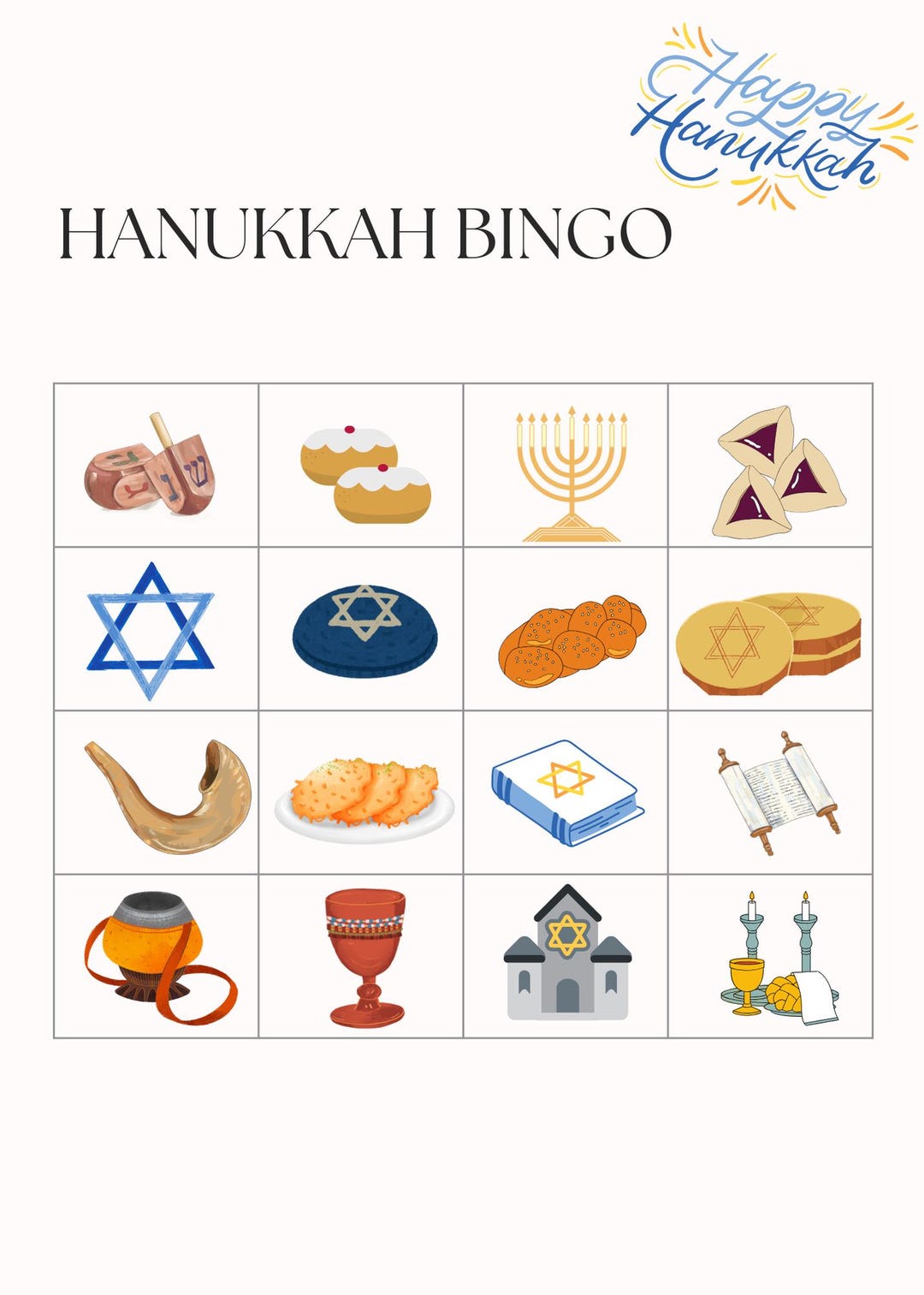 Printable Hanukkah Bingo Game – Holiday Party Activity (set of 10) - Etsy