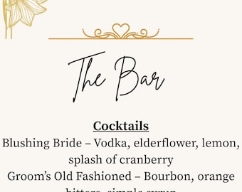 Elegant Wedding Menu Template, Formal Editable Menu