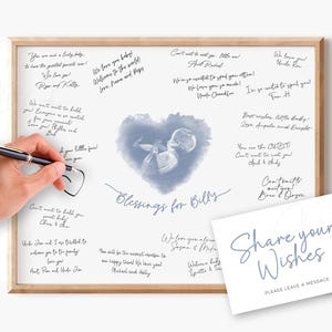 Baby Shower Guestbook Poster Print, Custom Watercolor Heart Ultrasound Keepsake Print, Guest Book Sign for Shower, Sonogram Signatures Decor
