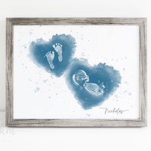 Family Hand Print Art in Stunning Watercolour Personalised Family