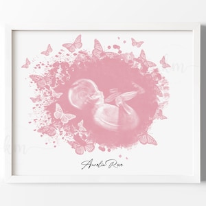 Butterfly Watercolor Ultrasound Art, Infant Loss Keepsake, Baby Memorial, Miscarriage Gift, Stillbirth Stillborn Awareness Angel Remembrance