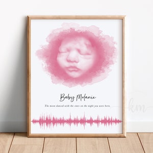 Watercolor 3D Ultrasound Art with Baby&#39;s Heartbeat, Custom Baby Keepsake Sonogram, Personalized Baby Shower Gift, SoundWave, New Mom Gift
