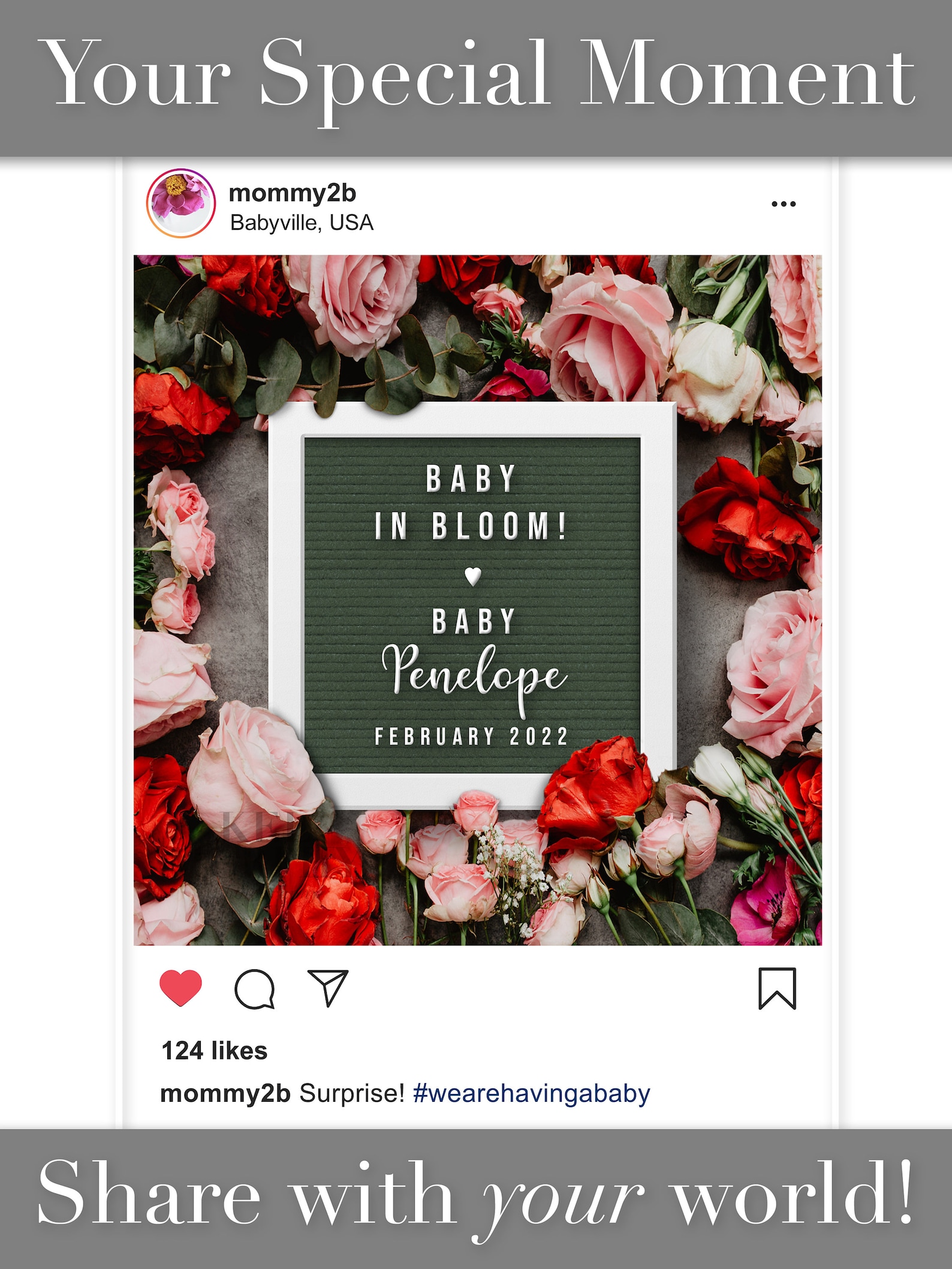 Summer Flowers Pregnancy Announcement Digital Baby in Bloom Etsy