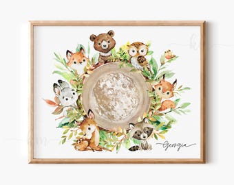 Watercolor Embryo Art, Forest Woodland Animals, Watercolor Baby Keepsake Print, Baby Shower Gift, New Mom, IVF Fertility Decor, Pregnancy