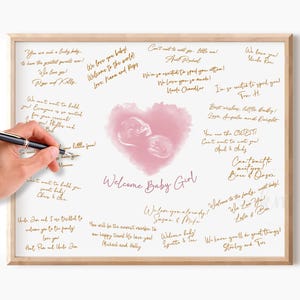 Baby Shower Gästebuch Druck, Benutzerdefiniertes Aquarell Herz Ultraschall Andenken Poster, Gästebuch Schild für die Dusche Sonogramm Signatur Kinderzimmer Dekoration