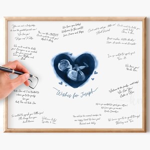 Baby Shower Gästebuch Alternative, Aquarell Herzen Ultraschall Andenken Print, Gästebuch Zeichen für Baby Shower, Sonogramm Fotodekoration
