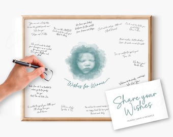 Baby Shower Guestbook Poster Print, Custom Watercolor Ultrasound Keepsake Print, Guest Book Sign for Shower, Sonogram Signatures Decoration