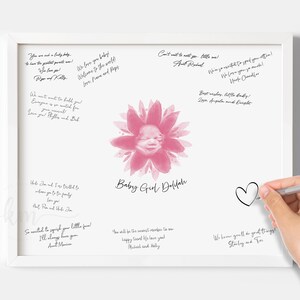 Baby-Dusche-Gästebuch Poster Druck, Benutzerdefinierte Blumen Aquarell Ultraschall Andenken Druck, Gästebuch Schild für die Dusche, Sonogramm Art Signaturen
