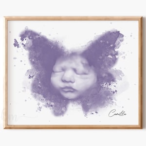 Infant Loss 3D Ultrasound Art, Watercolor Butterfly Baby Memorial, Miscarriage Gift, Stillbirth Stillborn Awareness, Angel Baby Keepsake