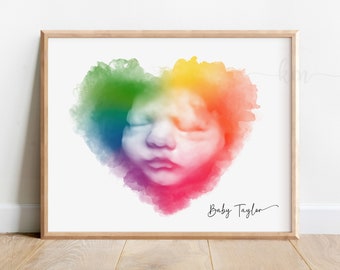 Regenbogen Baby Andenken, Ultraschall Kunst, Herz Sonogramm Druck, Schwangerschaftsverlust, Dusche Geschenke, benutzerdefinierte Sonographie Kunst, Fehlgeburt Geschenk, neue Mutter
