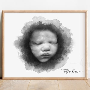 Baby 3D Ultrasound Art, Watercolor Sonogram Print, Baby Keepsake Art, Personalized Shower Gifts, Gender Reveal, New Mom, Pregnancy Gifts