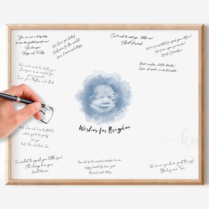 Babyparty Gästebuch Poster Druck, Benutzerdefinierte Aquarell Ultraschall Andenken Druck, Gästebuch Schild für die Dusche, Sonogramm Unterschriften Dekoration