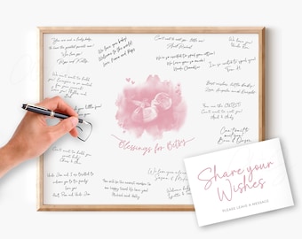 Baby Shower Guestbook Poster Print, Custom Watercolor Cloud Ultrasound Keepsake Print, Guest Book Sign for Shower, Sonogram Signatures Decor