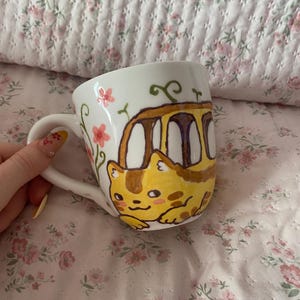 Caneca Catbus pintada à mão