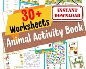 Animal Activity Book for Kids | Pets | Farm | Wild | Sea Animals | Preschool & Kindergarten Worksheets | Coloring | Puzzles | Matching