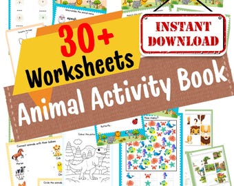 Animal Activity Book for Kids | Pets | Farm | Wild | Sea Animals | Preschool & Kindergarten Worksheets | Coloring | Puzzles | Matching