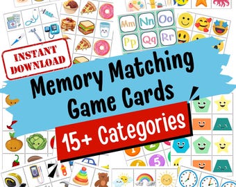 Kids Memory Matching Game Cards | Educational Memory Game for Preschool & Kindergarten | Animals, Numbers, Letters and More