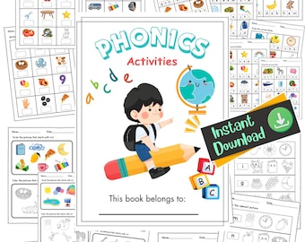 Phonics Worksheets Bundle | 40 Printable Alphabet Activities Beginning Sounds | Letter Recognition| Initial Sounds| Preschool | PDF Download