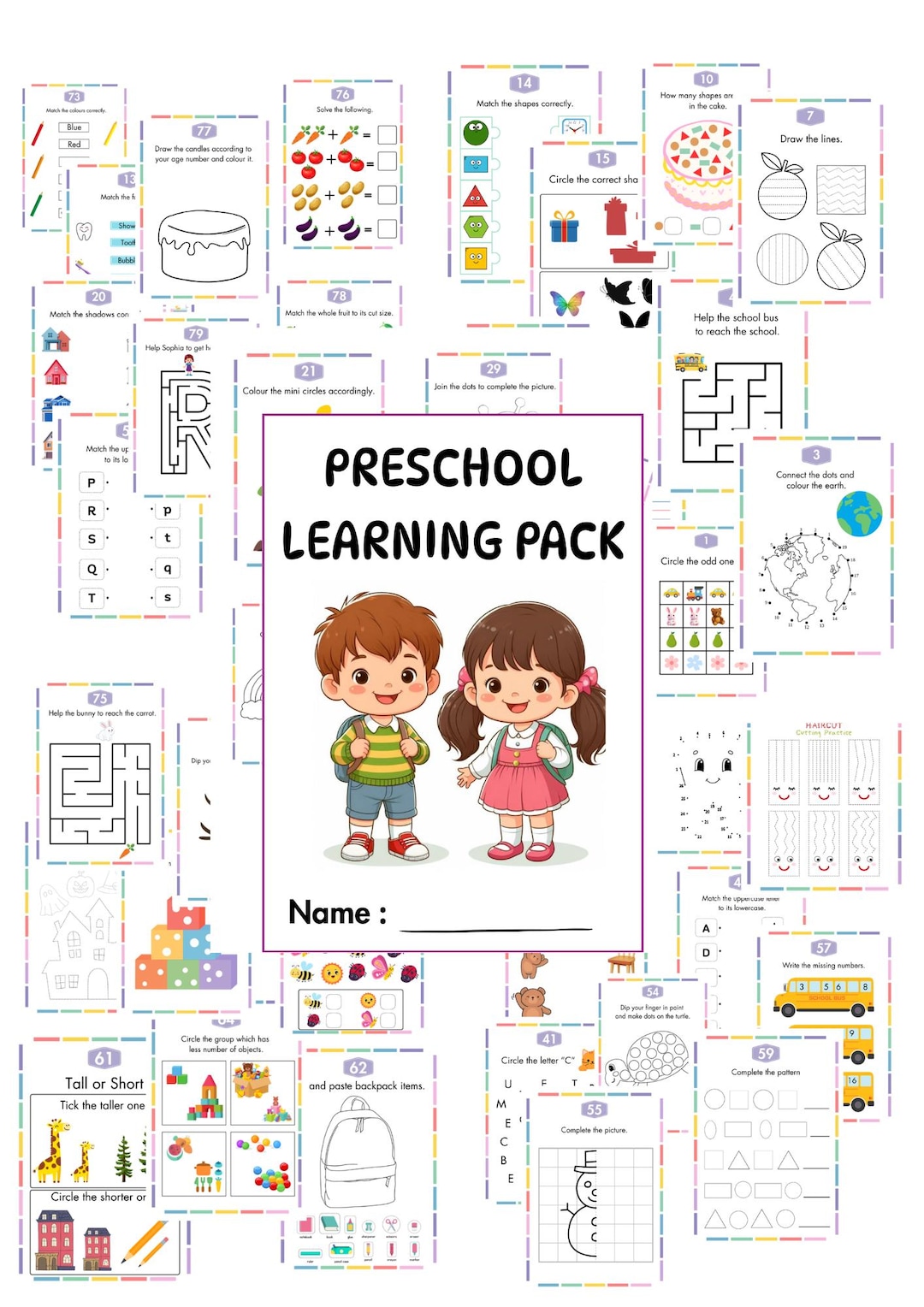 Preschool Learning Pack | 75+ Fun & Educational Worksheets Printable ...