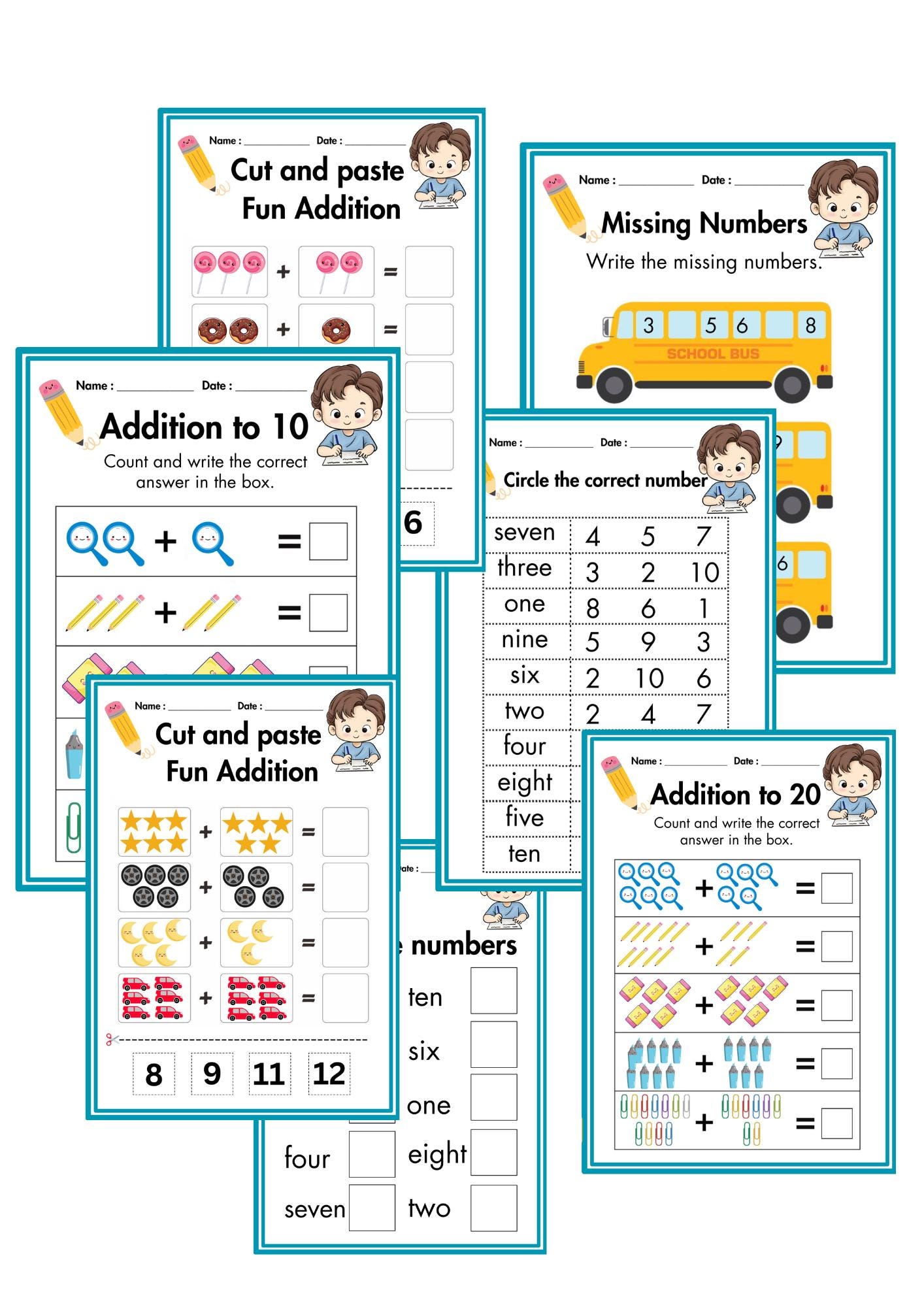 Preschool & Kindergarten Math Worksheets | Printable - Etsy Australia