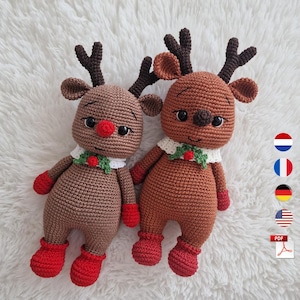 Virkat renmönster, Amigurumi festlig julhjortleksak (PDF-mönster)