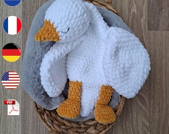 Goose Snuggler Crochet Pattern, Sleepy Lovey, Plush Cuddle Toy, Amigurumi Baby Comfort Bird PDF