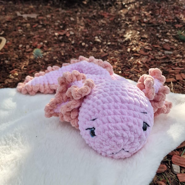 Axolotl Snuggler Crochet Pattern PDF |  Low-Sew Amigurumi | Soft Plush Lovey Toy English and Spanish
