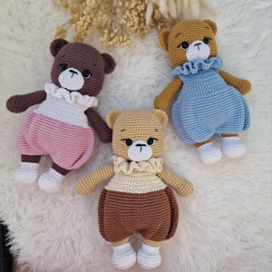 Virkmönster för amigurumibjörn | Nallebjörn med jumpsuit PDF | Babyleksak | Gosedjur DIY