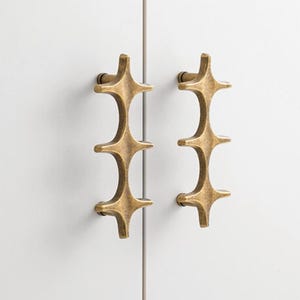 Cabinet Pulls: Antique Brass, Sculptural Mid Century, Statement Hardware, Wardrobe Door Pull