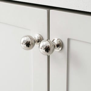 Cabinet Knobs: Polished Chrome Round Sphere , Modern Minimalist Kitchen