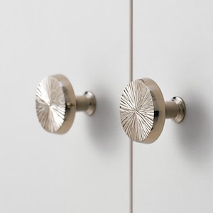 Cabinet Knobs: Titanium Silver Sunburst Disc, Drawer & Wardrobe Knobs