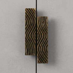 Puxadores para Armário: Puxadores de Gaveta Ondulados em Latão Antigo, Puxador com Padrão de Ondas, Ferragens Vintage