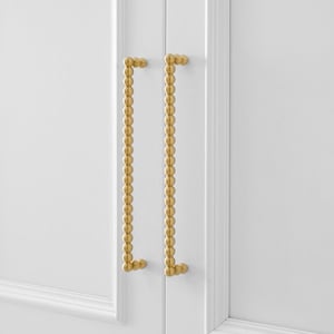 Antique Brass Beaded Cabinet Pulls: Knurled Drawer Handles, Modern Kitchen Hardware