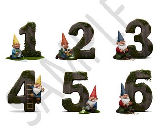 10 imágenes PNG de gnomos digitales, ideales para sublimación navideña, decoración de cumpleaños y regalos creativos. Descarga digital con temática de bosque.