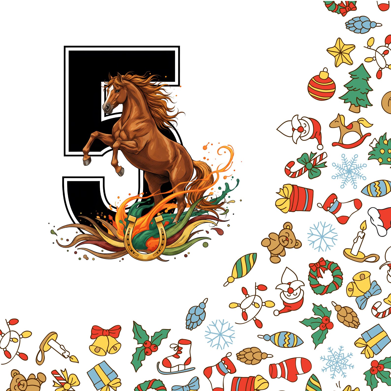 HORSE Digits 10 PNG Numbers, Christmas, New Year Sublimation Bundle ...