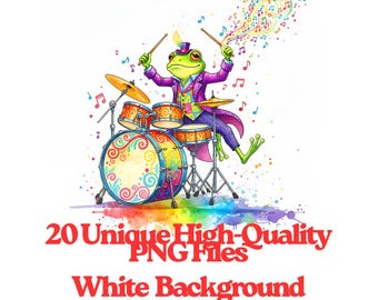 20 Bandas de Animales Clipart Música Criaturas del Bosque PNG Orquesta Fantástica Decoración Infantil Invitación de Cumpleaños Infantil Diseño de Sublimación Planificador Pegatinas