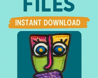 Descarga digital de arte facial abstracto y colorido, decoración de pared ecléctica para sala de estar, impresiones con expresiones peculiares, póster único, galería de dormitorios