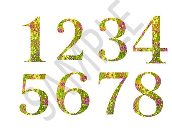 10 números florales texturizados, conjunto de imágenes prediseñadas digitales, archivos PNG de estilo impasto artístico, para educadores, creación de tarjetas, álbumes de recortes digitales, flores