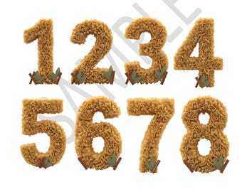 Números de pasta SVG, 10 PNG, Alfabeto de macarrones, Decoración de cocina, Descarga digital de fideos, Manualidades con ingredientes secos, Hogar, Cepillo
